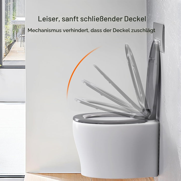 Pipishell Toilettendeckel, WC Sitz mit Absenkautomatik, Quick-Release Funktion für einfach Reinigung