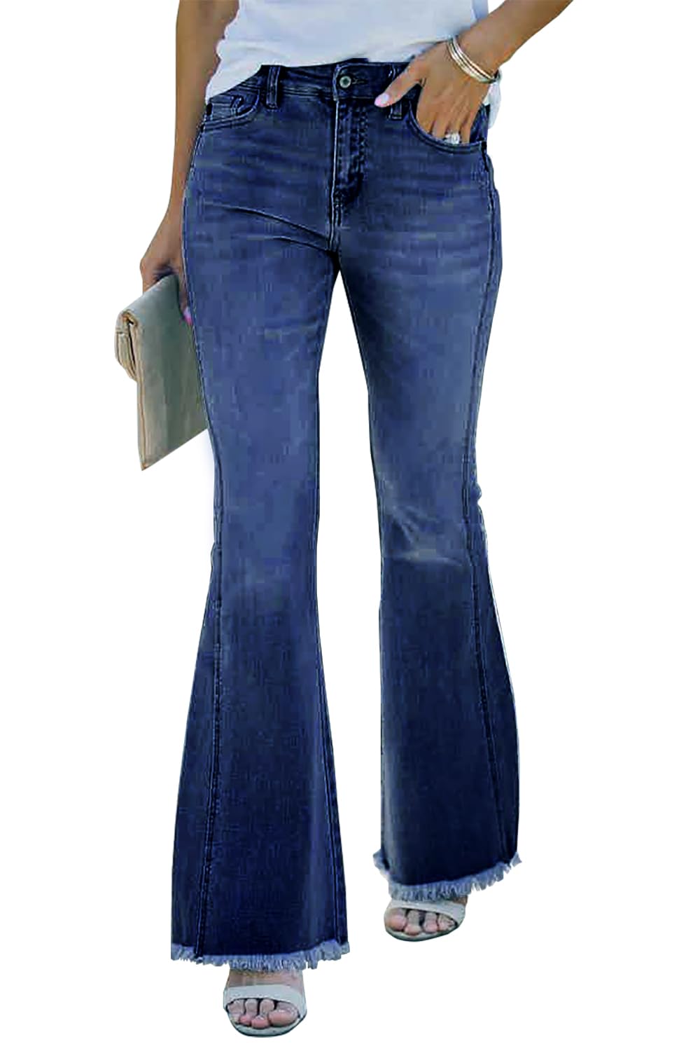 Necooer Skinny Jeans Für Damen Boyfriend-Jeans Mit Hoher Taille Und Lockerer Passform S E-dunkelblau