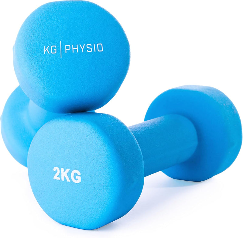 KG Physio Hantelset mit A3-Übungsposter - Neopren Kurzhanteln 2er Set - Fitness Gewichte aus Gusseis