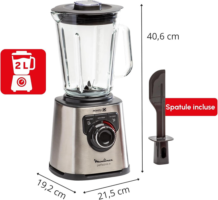 Moulinex Perfect Mix + LM811D10 - 1200-W-Mixer, glasierter Edelstahl, hintergrundbeleuchteter Geschw