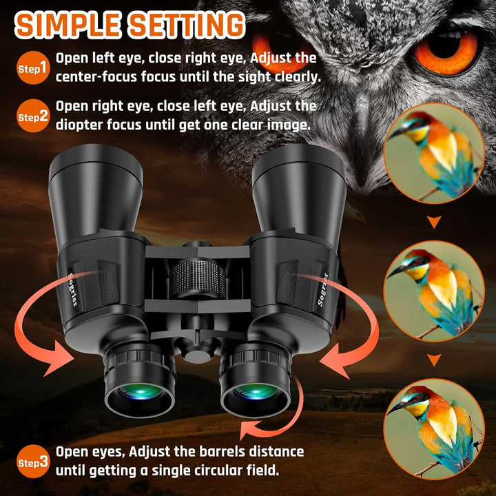 20x50 Fernglas für Erwachsene mit Nachtsicht bei schwachem Licht, kompaktes HD-Profi-/Alltags-Wasser