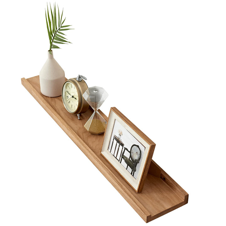 Schweberegal Eiche Massiv Bilderleiste Holz 90cm Wandregal für Küche, Wohnzimmer, Schlafzimmer, Bade