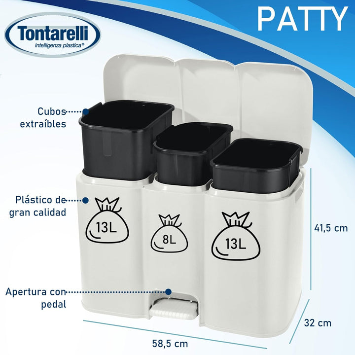 Tontarelli Abfalleimer Patty weiss 13 + 8 + 12 Liter