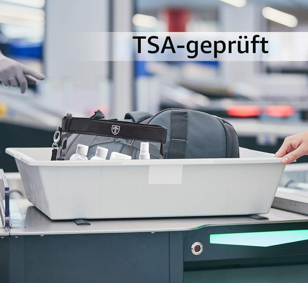 TRAVANDO Kulturbeutel durchsichtig 100ml 1l Kosmetiktasche transparent Kulturtasche Flüssigkeiten Re
