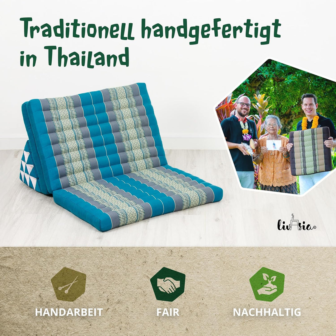 livasia Thaikissen 3 Auflagen für Paare XXL - 190x80x8cm - Dreieckskissen Klappmatratze, extrabreit