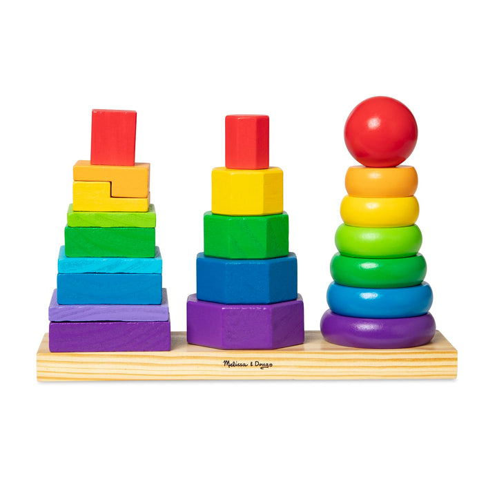 Melissa & Doug Geometrischer Stapler | Lernspielzeug | Holzspielzeug mit Formen | 2+ | Geschenk für