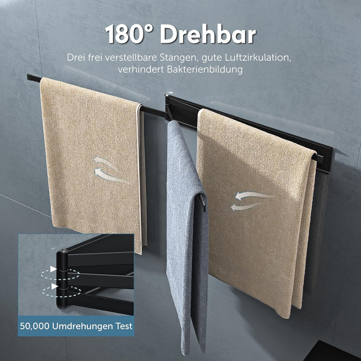 doporro Handtuchhalter ohne Bohren, 40 cm Handtuchhalter selbstklebend & magnetisch, 180° schwenkbar