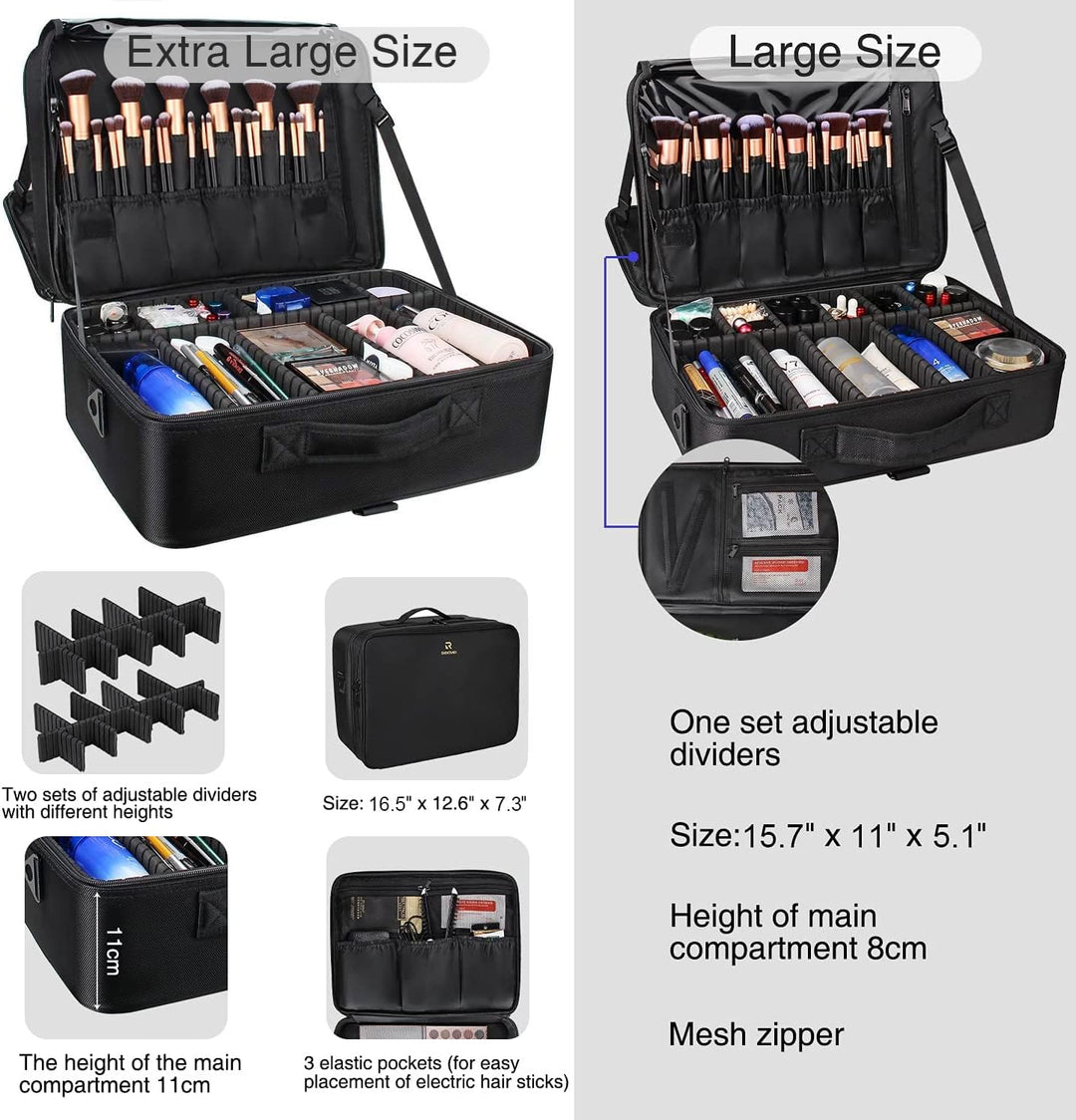 Relavel Extra Gross Make-up-Koffer, Professionelle Make-up-Tasche für Reisen & Visagisten, Tragbare
