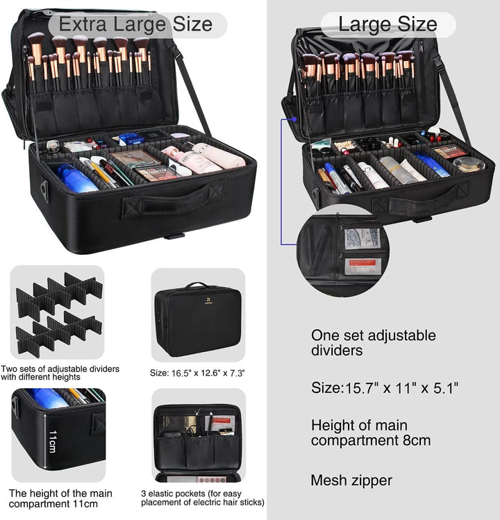 Relavel Extra Gross Make-up-Koffer, Professionelle Make-up-Tasche für Reisen & Visagisten, Tragbare