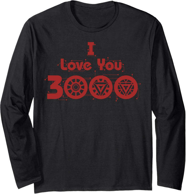 Marvel Avengers Endgame I Love You 3000 Arc Reactor Symbols Langarmshirt