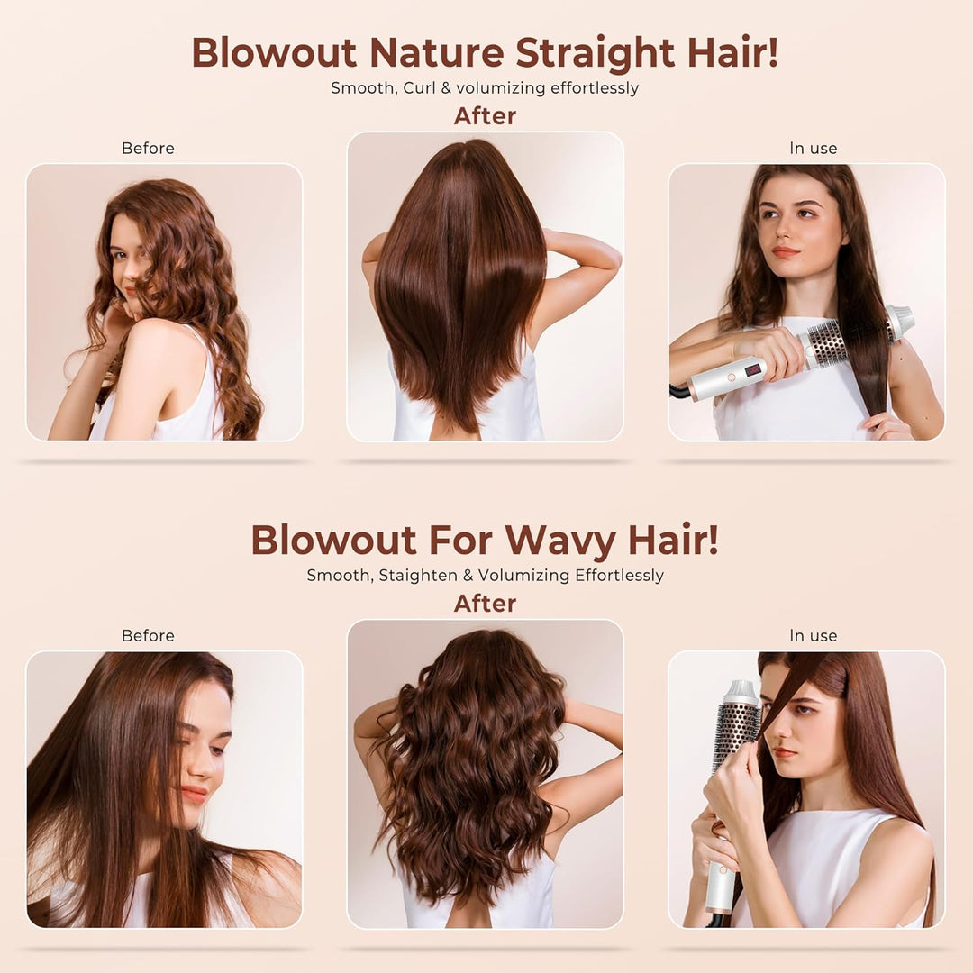 Thermal Brush, 3 in 1 Thermobürste 38mm, LCD Anzeige 120-200℃, Erhöhen Sie das Haarvolumen, Lose Loc