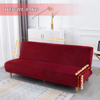 Mingfuxin Armlose Schlafsofabezüge, Stretch-Samt Futon Couchbezug Dicke weiche gemütliche Sofa Schon