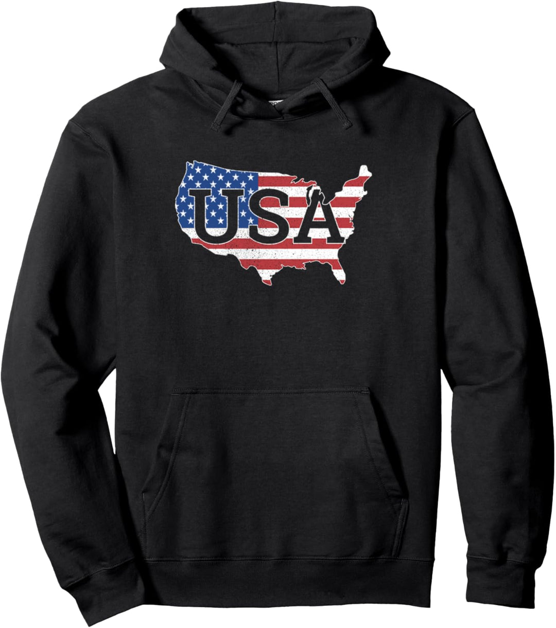 Americana USA American Flag Silhouette Pullover Hoodie