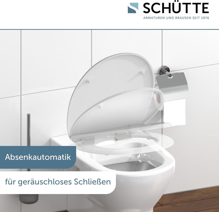 SCHÜTTE WC-Sitz mit Absenkautomatik/Klodeckel aus bruchsicherem Duroplast/Innovative DIY Montage/Toi