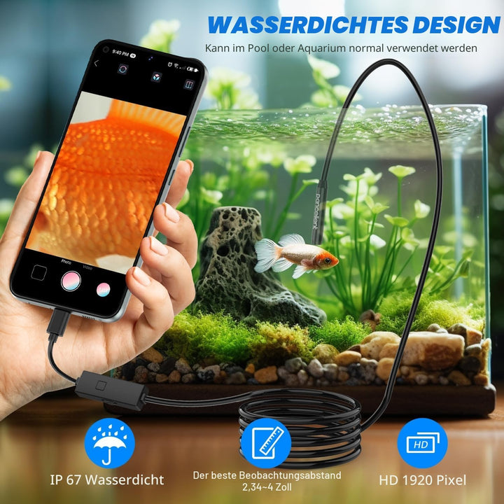 1920P HD Dual Lens Snake Inspection Endoskop, Pancellent Typ C Endoskop, Scope Kamera mit 8 LED Leuc