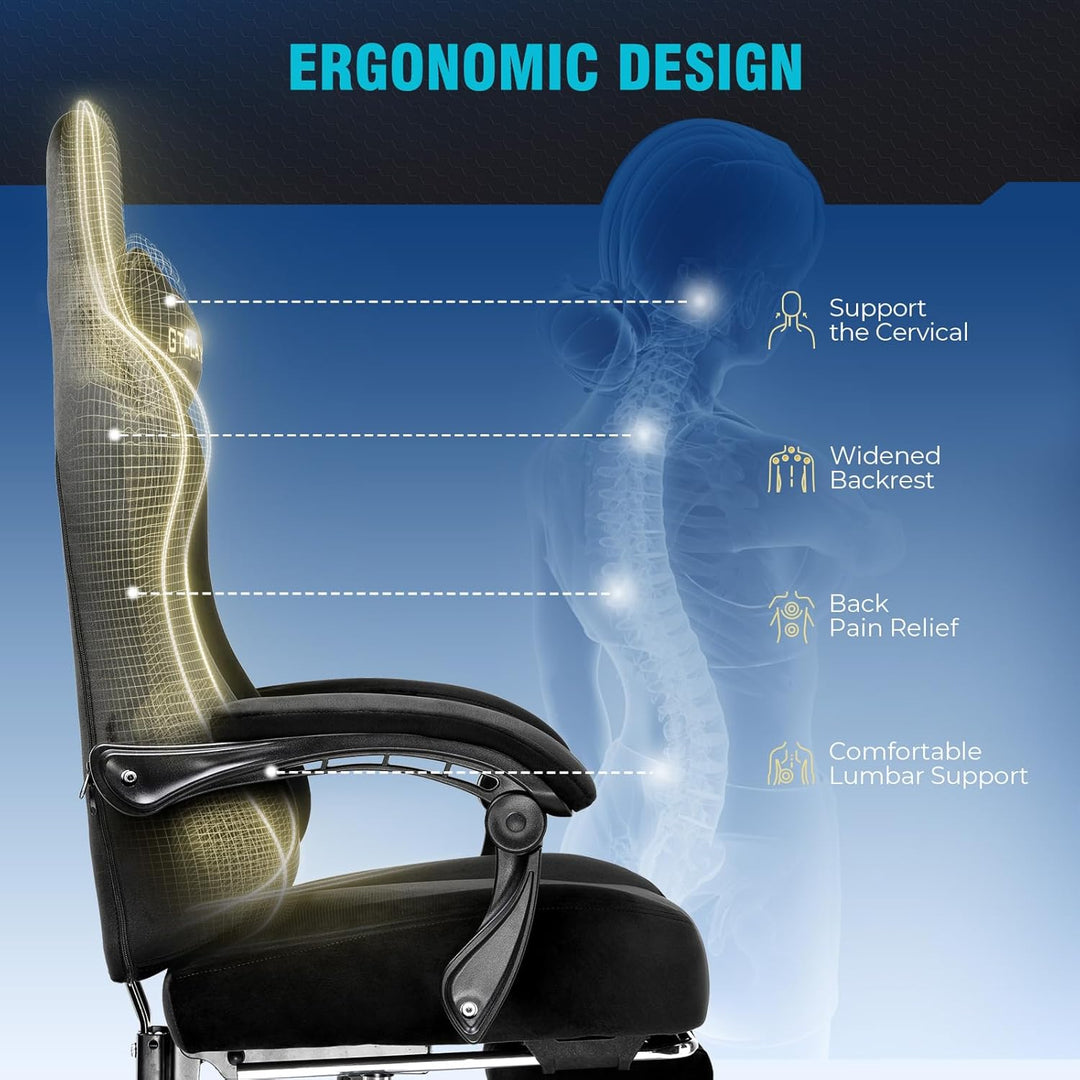 GTPLAYER Gaming Stuhl, Atmungsaktiver Bürostuhl, bürostuhl ergonomisch, Hochwertiger - Stoff, Ergono