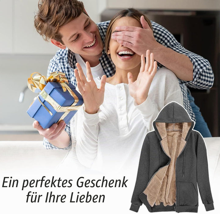 Niwicee Damen Kapuzenpullover mit Reissverschluss Winter Plus Fleecepullover Langarm Kapuzenjacke Sw