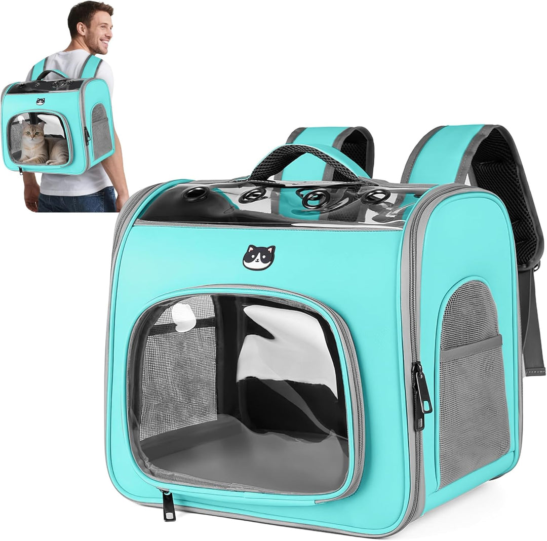 ALLSOPETS Katzenrucksack Faltbar Haustierrucksack mit Frontöffnung und Atmungsaktives Netzfenster Hu