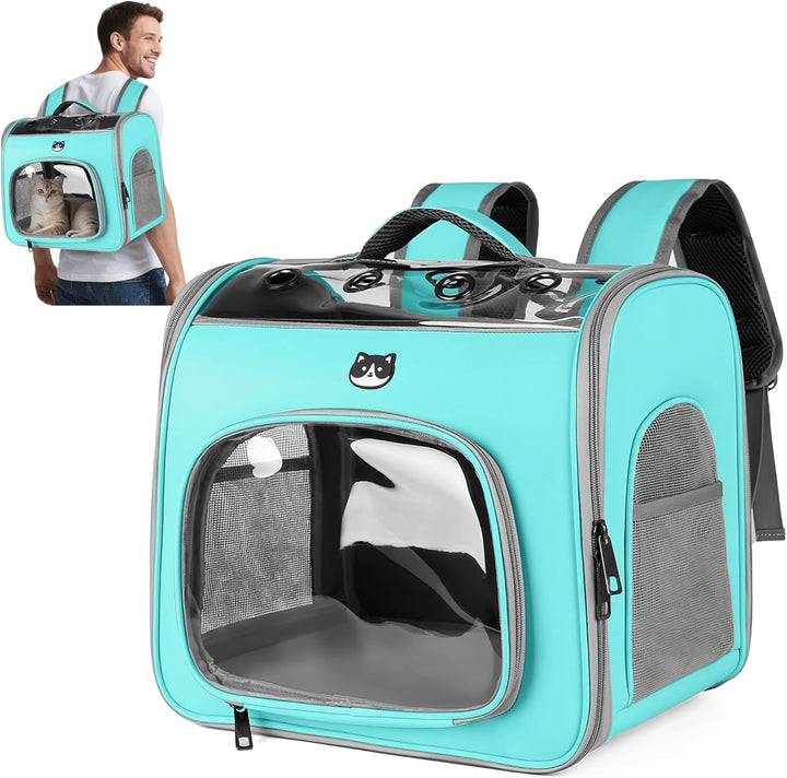 ALLSOPETS Katzenrucksack Faltbar Haustierrucksack mit Frontöffnung und Atmungsaktives Netzfenster Hu
