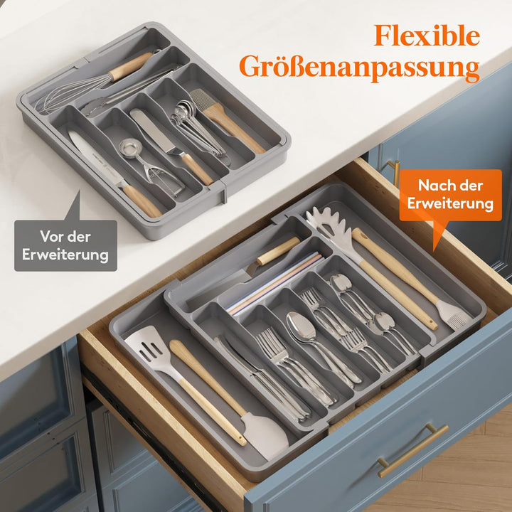 Lifewit Kleine Besteckkasten, Besteckeinsatz für Schublade, Verstellbarer Besteckkasten Erweiterbar