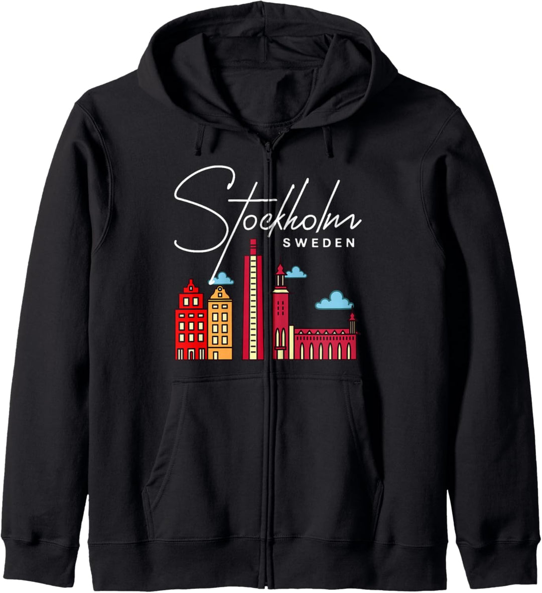 Stockholm Schweden Stadt Skyline Karte Reisen Kapuzenjacke