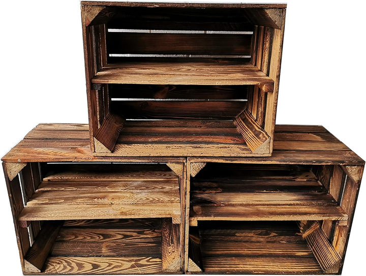 Alte geflammte Obstkisten/Holzkisten 50 x 40 x 30cm mit Zwischenboden LANG verarbeitet - Ideal für M