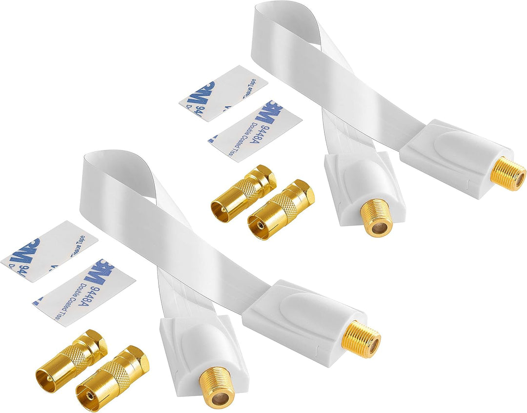 POPPSTAR 2x 28cm SAT Fensterdurchführung (0,2 mm Fensterdurchführung SAT Kabel sehr flach), 4x F-Ste