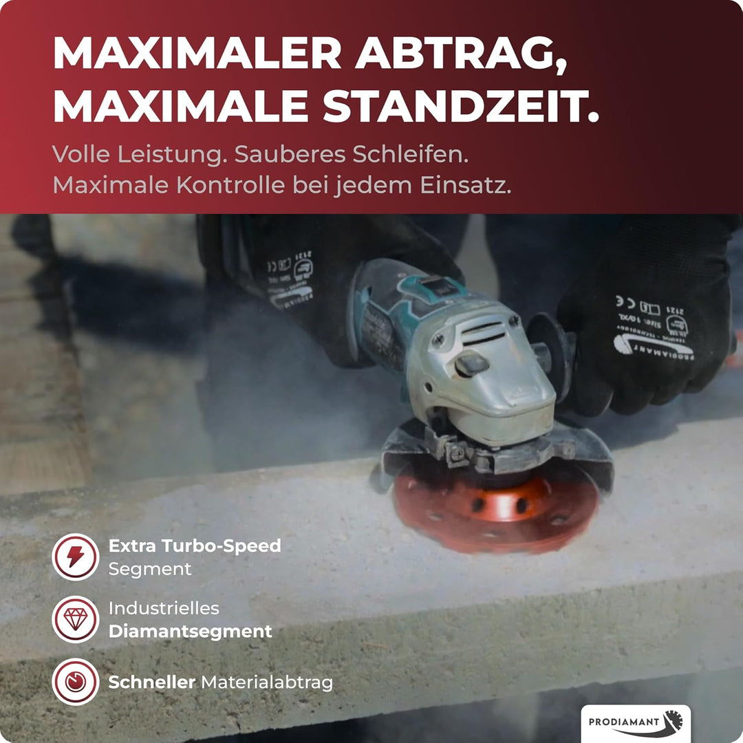 PRODIAMANT Diamant Schleiftopf Extra Speed Beton 125 mm x 22,2 mm Schleifteller für Beton Fliesenkle