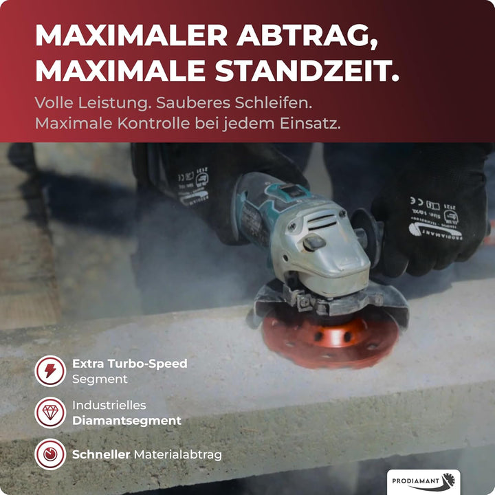 PRODIAMANT Diamant Schleiftopf Extra Speed Beton 125 mm x 22,2 mm Schleifteller für Beton Fliesenkle