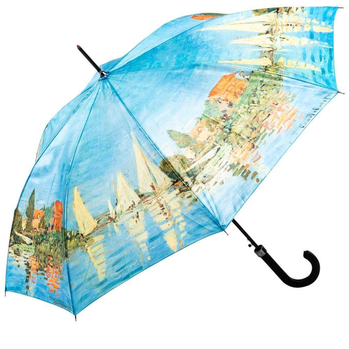 LUCKYWEATHER Regenschirm Stockschirm Damen/Herren Motiv Regatta bei Argenteuil Auf-Automatik I Stock