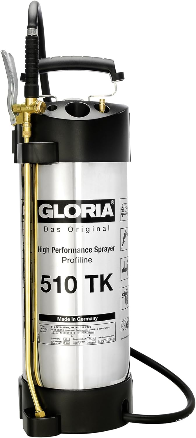 GLORIA Hochleistungssprühgerät 510 TK Profiline | 10 L Füllinhalt | Profi-Drucksprüher aus rostfreie