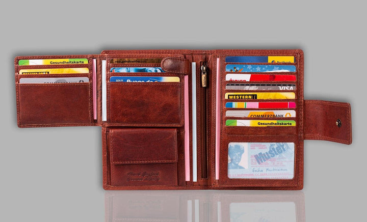 MATADOR Damen Echt Leder Brieftasche Geldbörse Damen TüV Geprüfter RFID Travel Organizer Blumen Vint