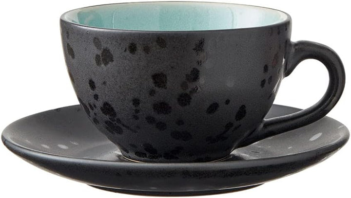 BITZ Tassen, Kaffeetassen mit Untertasse, Steingut, 24 cl, 4er-Set, Blau, Grün, Hellblau, Grau