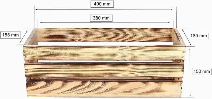 KOTARBAU® Blumenkasten Kräuterkasten aus Holz Langer Balkon-Blumenkasten 400x180x150 mm Angebrannt A