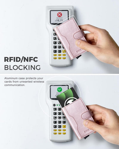 VULKIT Kreditkartenetui Damen RFID Schutz mit 3 Kartenfächern und 1 Ausweisfenster Klein Kartenetui