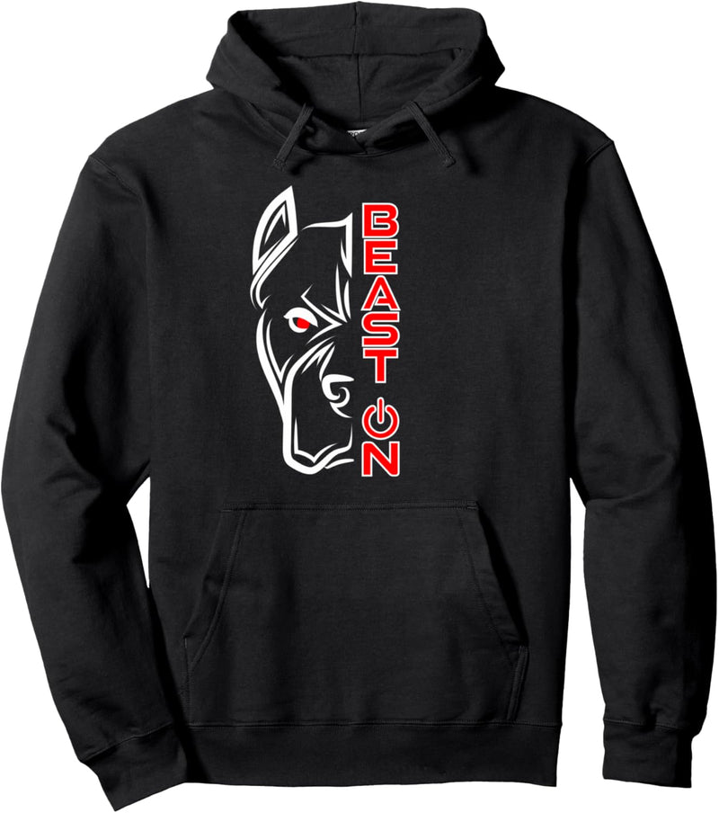 Bulldogge Kopf Beast ON Rot Gym Workout Fitness Training Pullover Hoodie