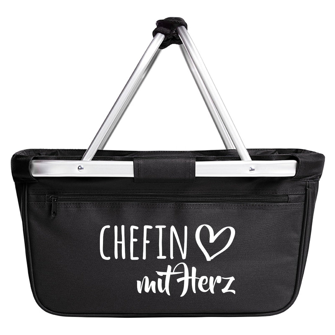 Huuraa Einkaufskorb Chefin mit Herz 20 Liter Black faltbarer Tragekorb Geschenkidee