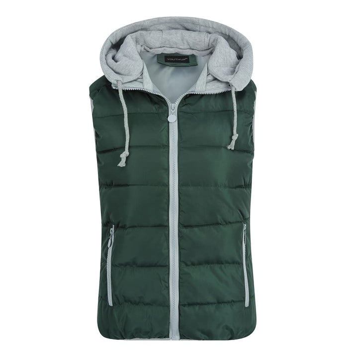 YOUTHUP West Damen Steppweste mit Kapuze Leicht Winterweste Freizeit Outdoor Ärmellos Jacke Gilet Bo