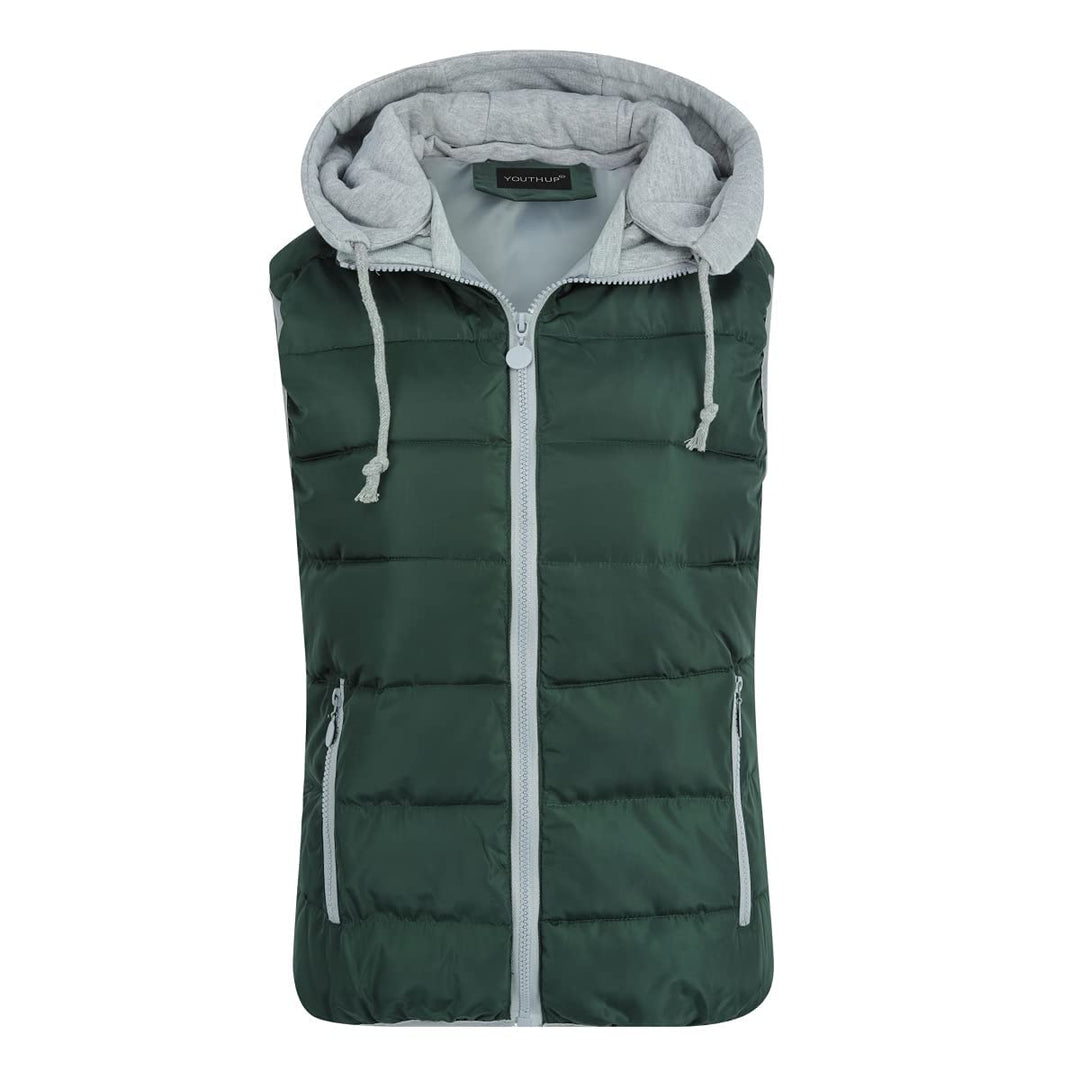 YOUTHUP West Damen Steppweste mit Kapuze Leicht Winterweste Freizeit Outdoor Ärmellos Jacke Gilet Bo