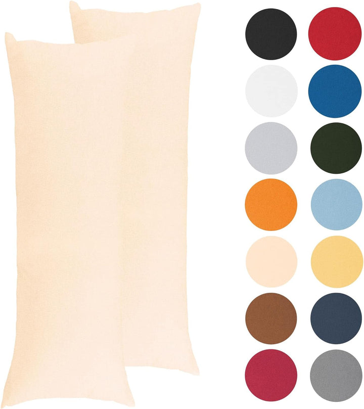CelinaTex BeBasic Kissenbezug Doppelpack XXL 40 x 200 cm Natur Mikrofaser Seitenschläferkissen Bezug