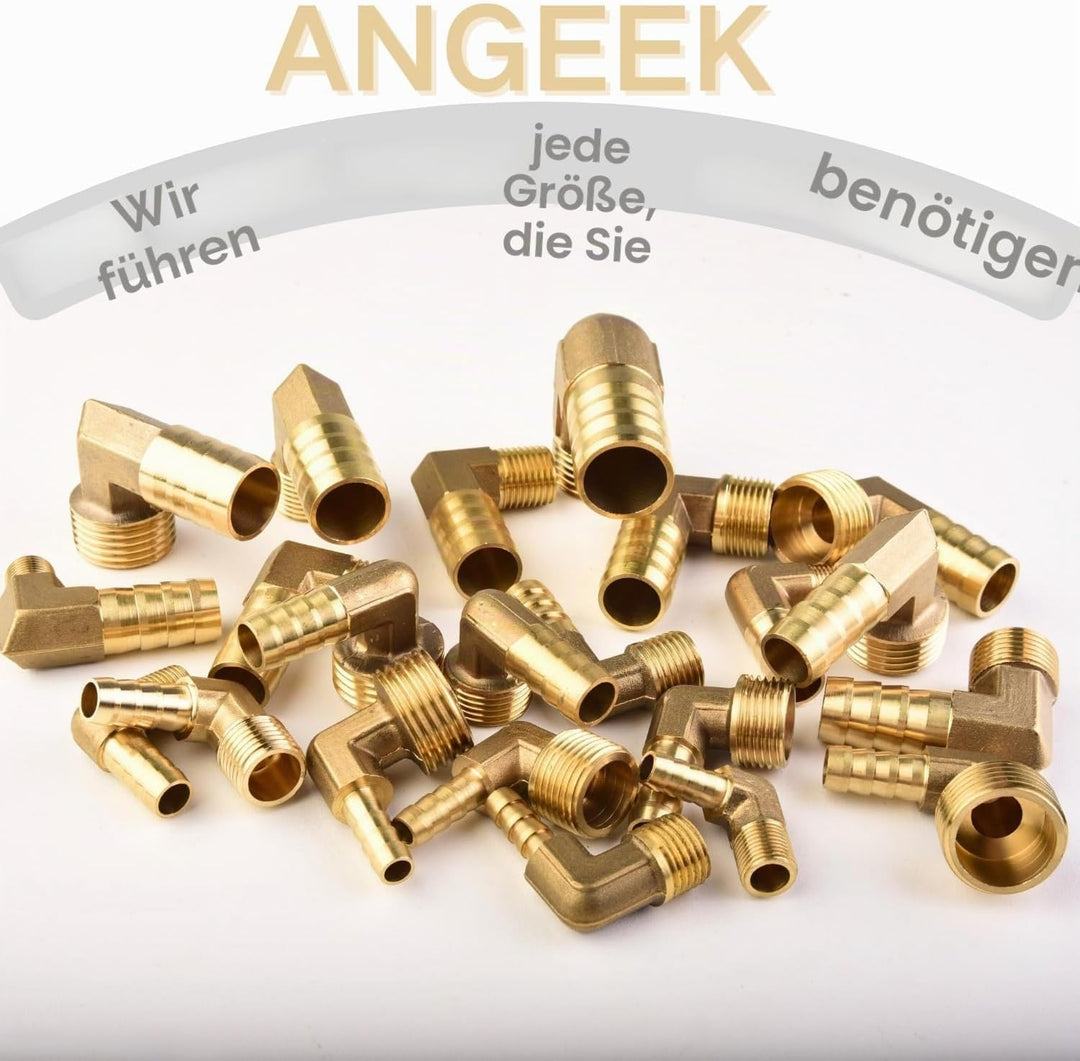 6 Stück 1/2"Aussengewinde Winkel 90° Messing Schlauchanschluss, PT 1/2 Zoll x 12 mm Kupplung Anschlu