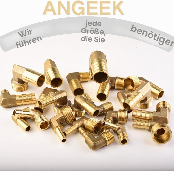 6 Stück 1/2"Aussengewinde Winkel 90° Messing Schlauchanschluss, PT 1/2 Zoll x 12 mm Kupplung Anschlu
