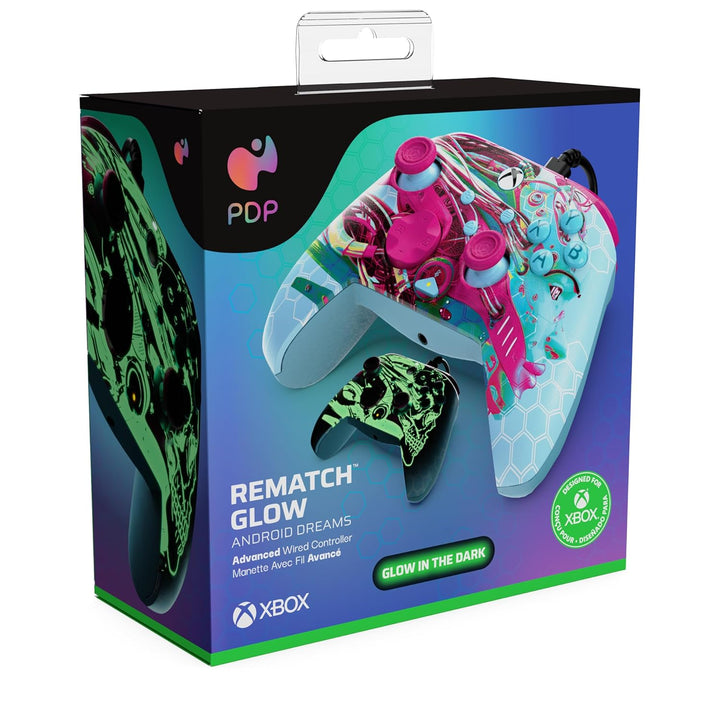 PDP Xbox REMATCH GLOW Wired controller ANDROID DREAMS Pink White, Pink White