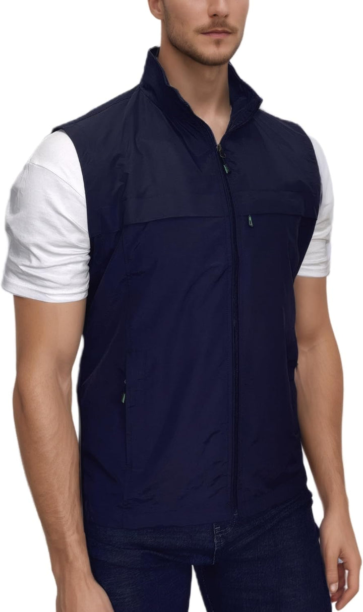 MeiLayM Herren Outdoor Angelweste Multi Pocket Weste Sommer Schnell Trocknende Weste Sport Reissvers