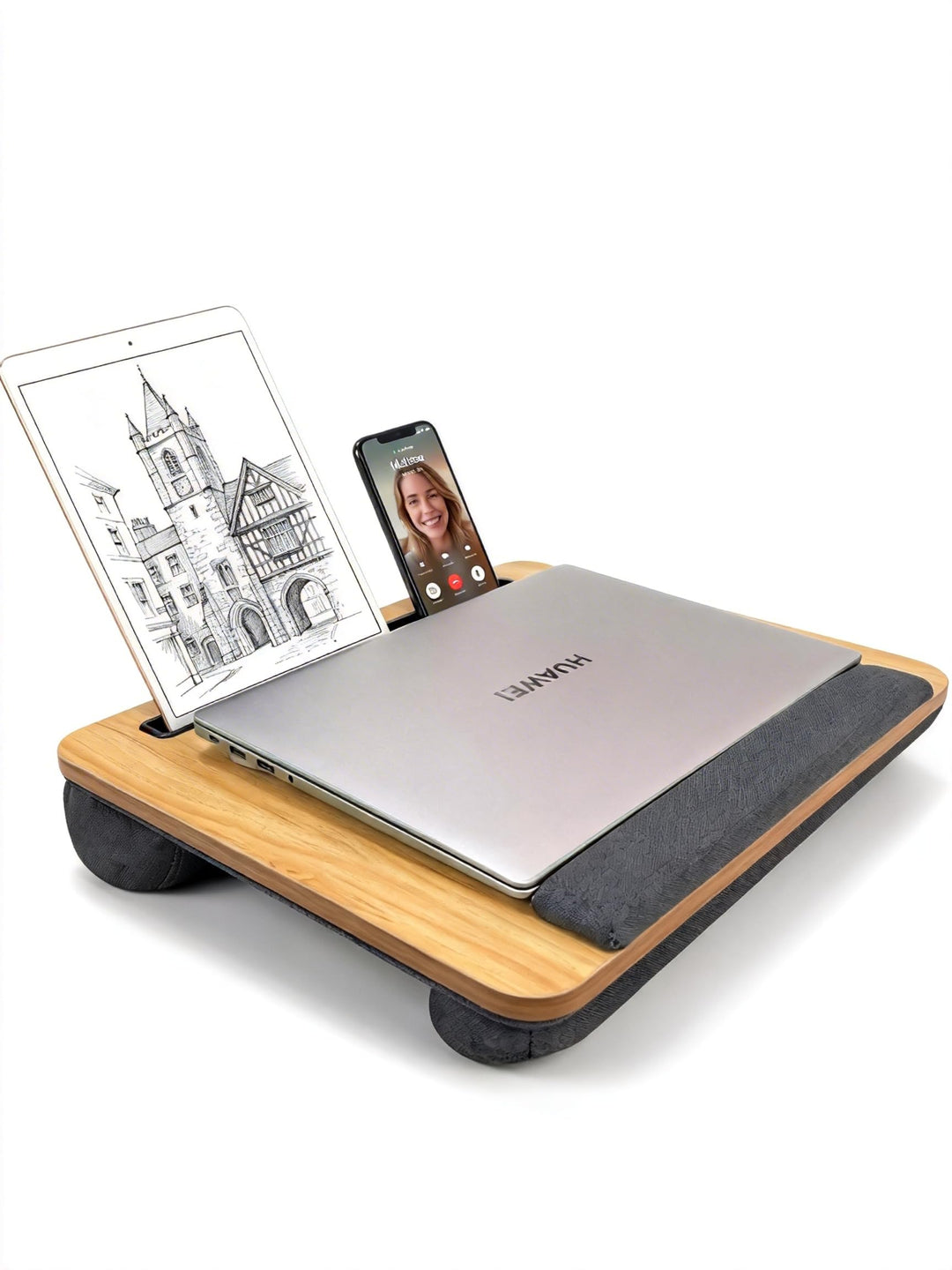Laptopunterlage 40x34cm für Heim Bett Sofa mit Handgelenkauflage, Laptop Kissen für max 15.6” Notebo
