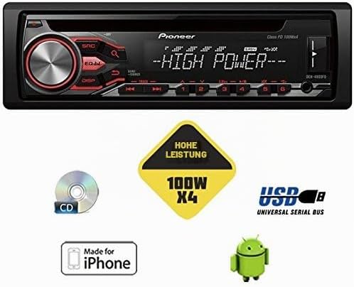 Pioneer DEH-4800FD High Power Autoradio mit RDS-Tuner, USB und AUX-In Unterstützt iPod/iPhone und di