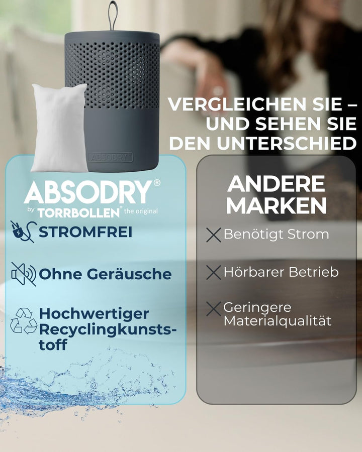 AbsoDry - Luftentfeuchter Nachfüllpack 4x300g - AbsoDry kompatibel - Verhindert Geruch &amp; bindet Feuc