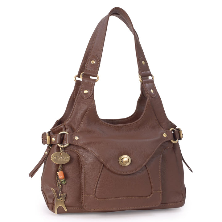 Catwalk Collection Handbags - Leder - Umhängetasche/Schultertasche - ROXANNA Braun, Braun
