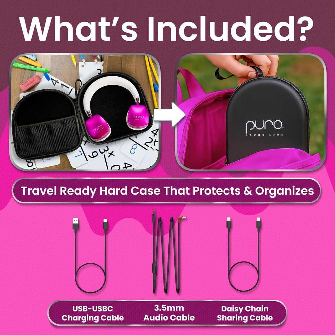 Puro Sound Labs PuroQuiet Plus Lautstärkebegrenzte On-Ear Active Noise Cancelling Bluetooth Kopfhöre