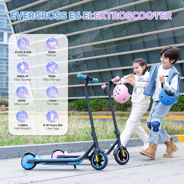 EVERCROSS Elektroroller für Kinder, 7" Leichter Elektroroller für Kinder 6-12 Jahren, Elektroscooter